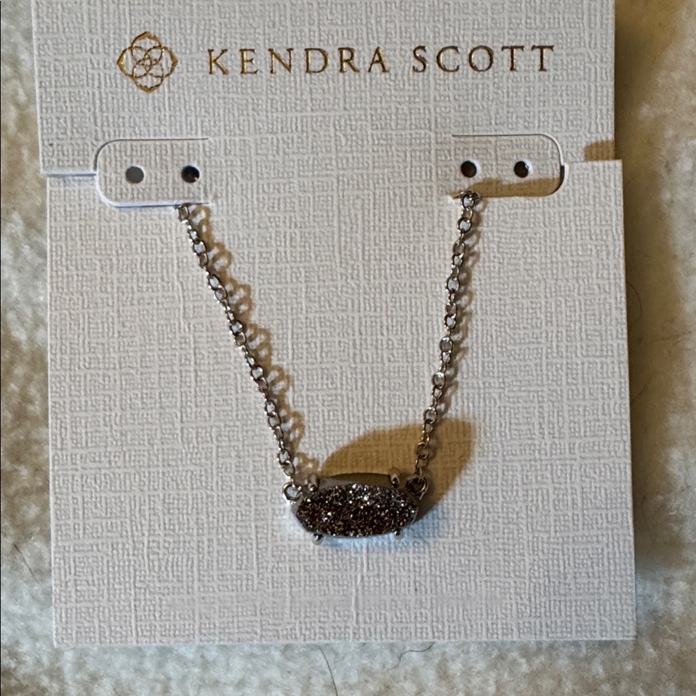 Kendra Scott Ever Necklace with Silver Druzy Pendant